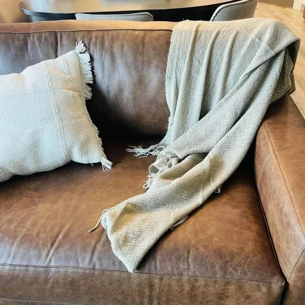 Mark & Graham by Williams Sonoma Fringe Throw Blanket - 100% Acrylic - Beige/Tan - Picture 2 of 8